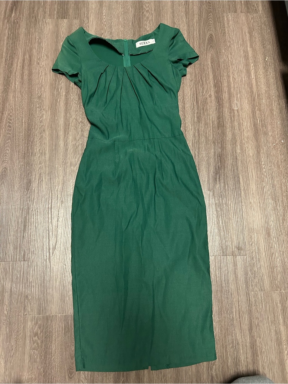 Mossimo Supply Co. Emerald Green Pleated Ponte Midi Dress